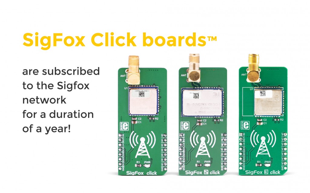 ¡Todos los SigFox Click boards™ ahora están suscritos a la red @Sigfox!